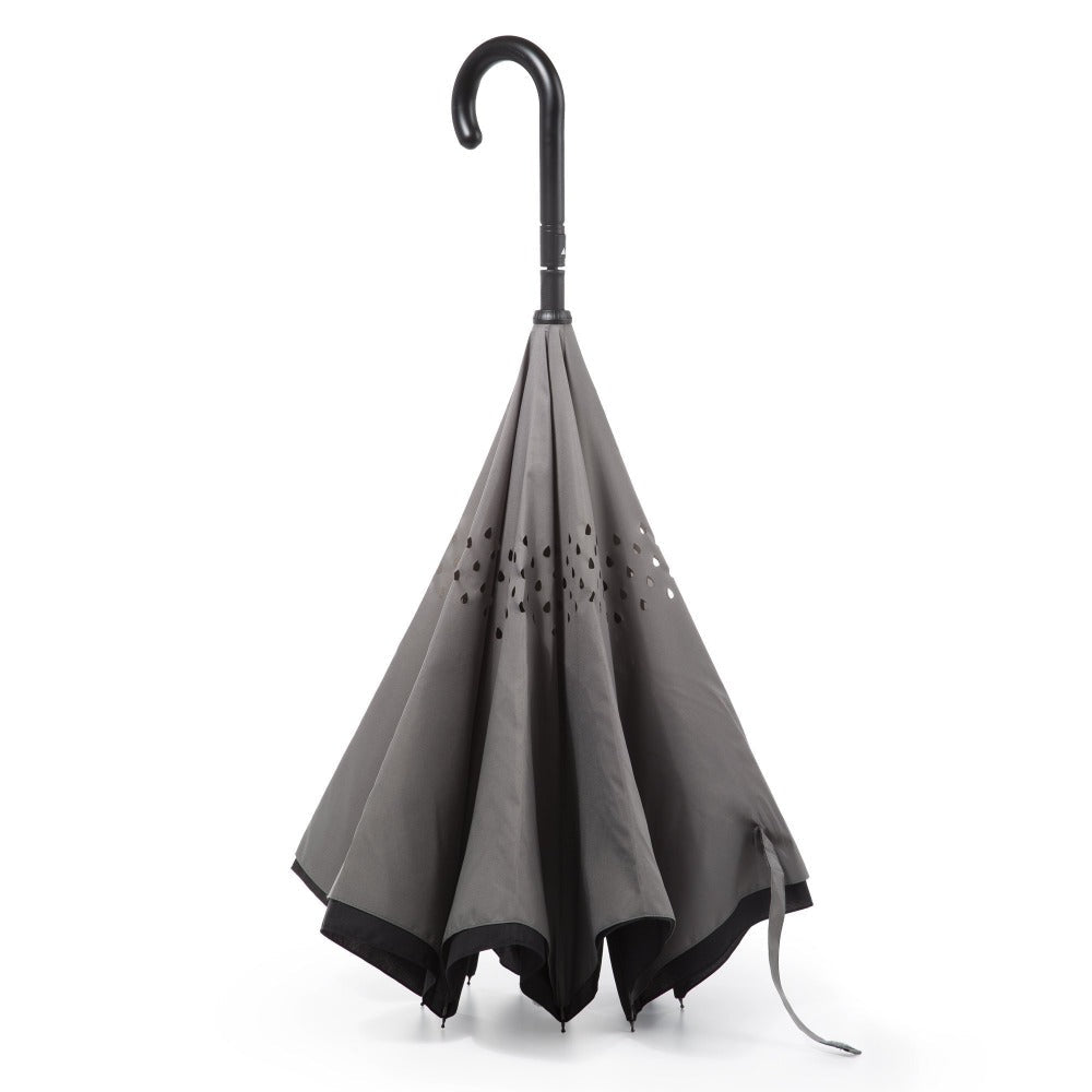 Stick Reverse-Close Umbrella with Under-Canopy Print