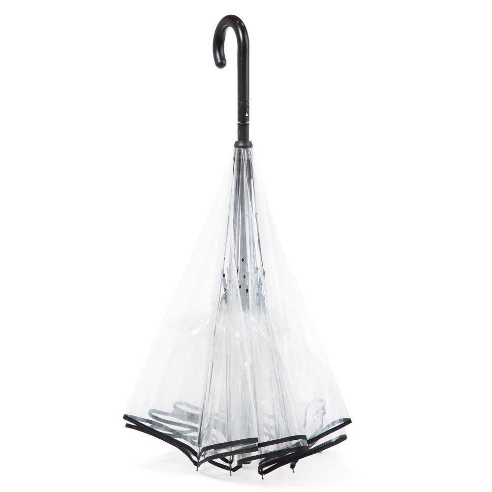 Stick Reverse-Close Umbrella with Under-Canopy Print
