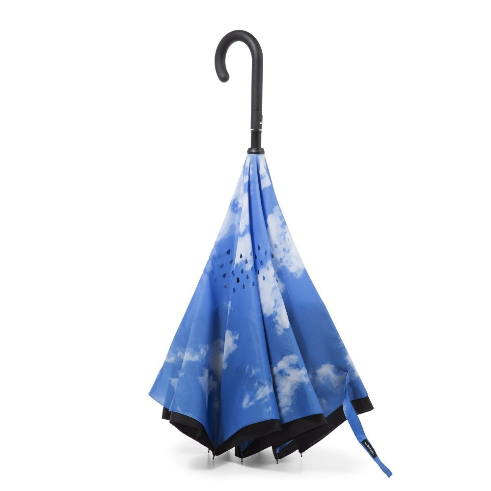 Stick Reverse-Close Umbrella with Under-Canopy Print