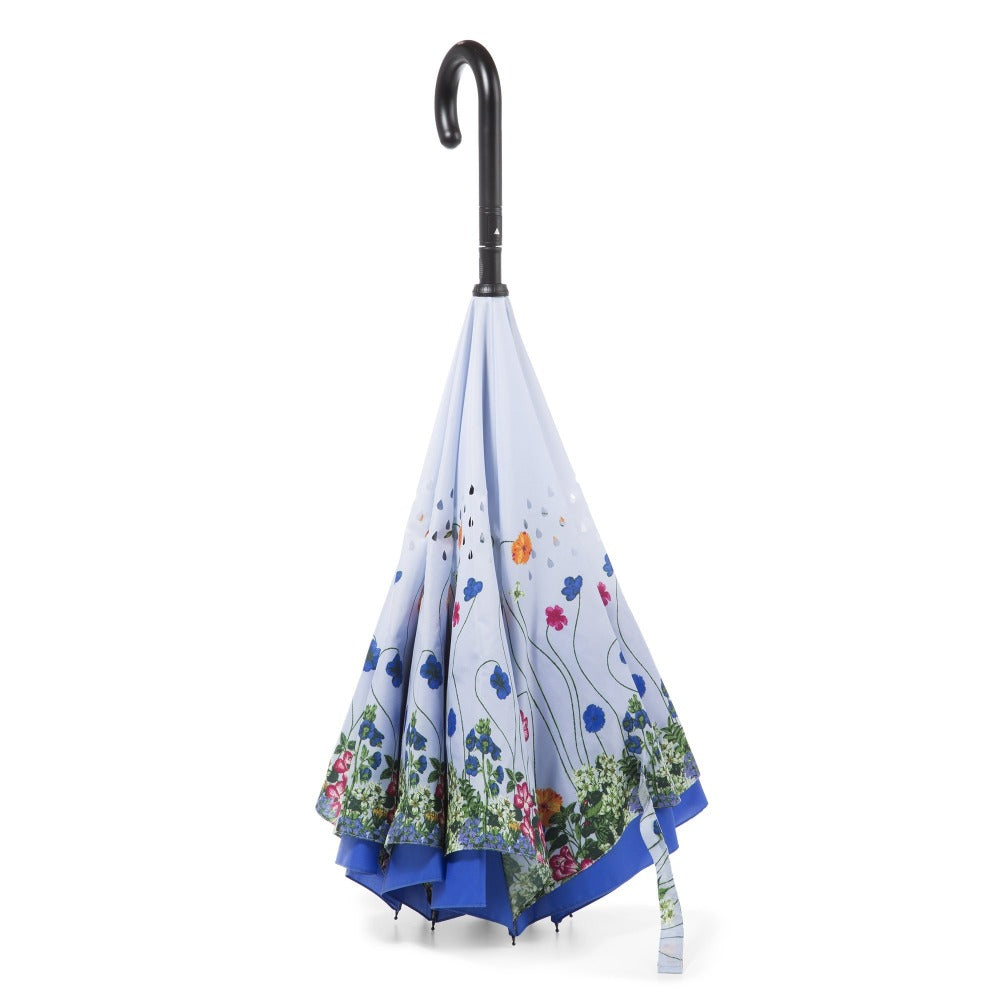 Stick Reverse-Close Umbrella with Under-Canopy Print