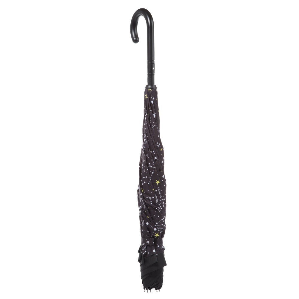 Stick Reverse-Close Umbrella with Under-Canopy Print