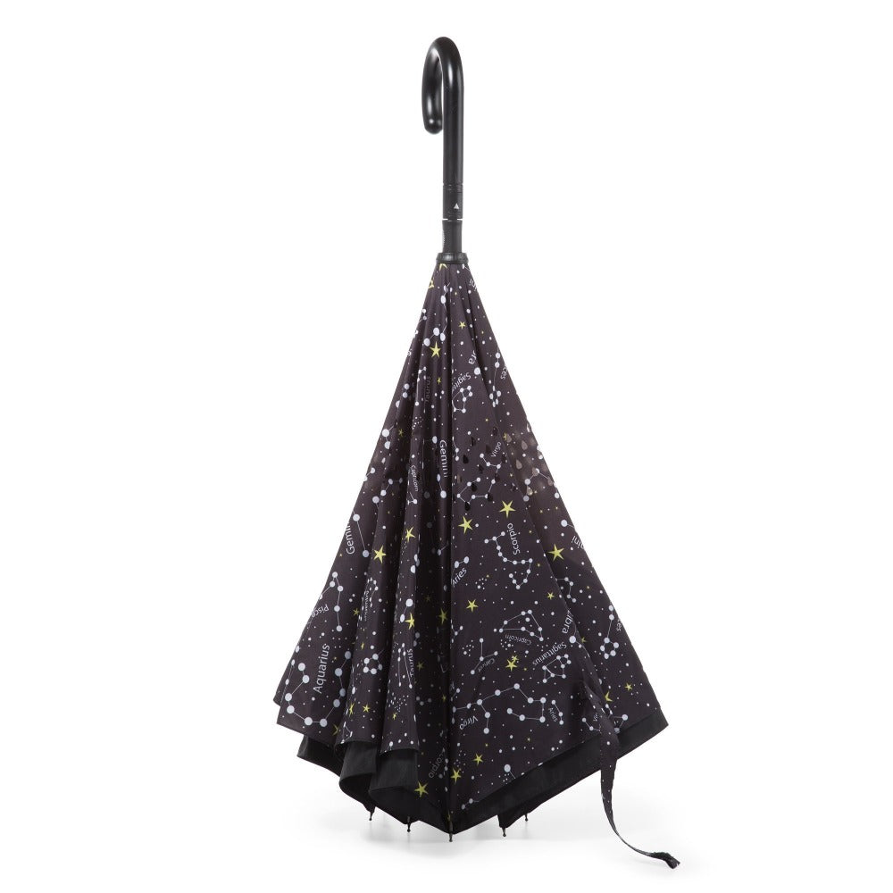 Stick Reverse-Close Umbrella with Under-Canopy Print