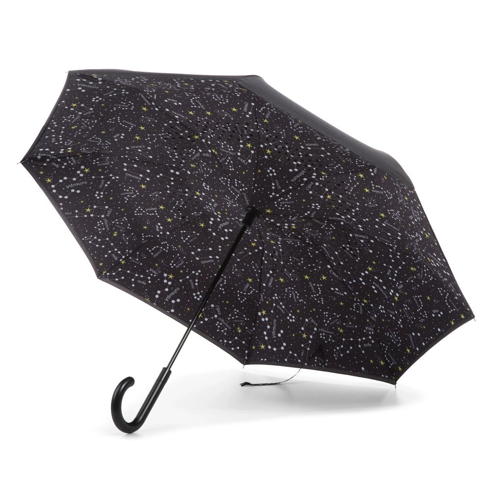 Stick Reverse-Close Umbrella with Under-Canopy Print