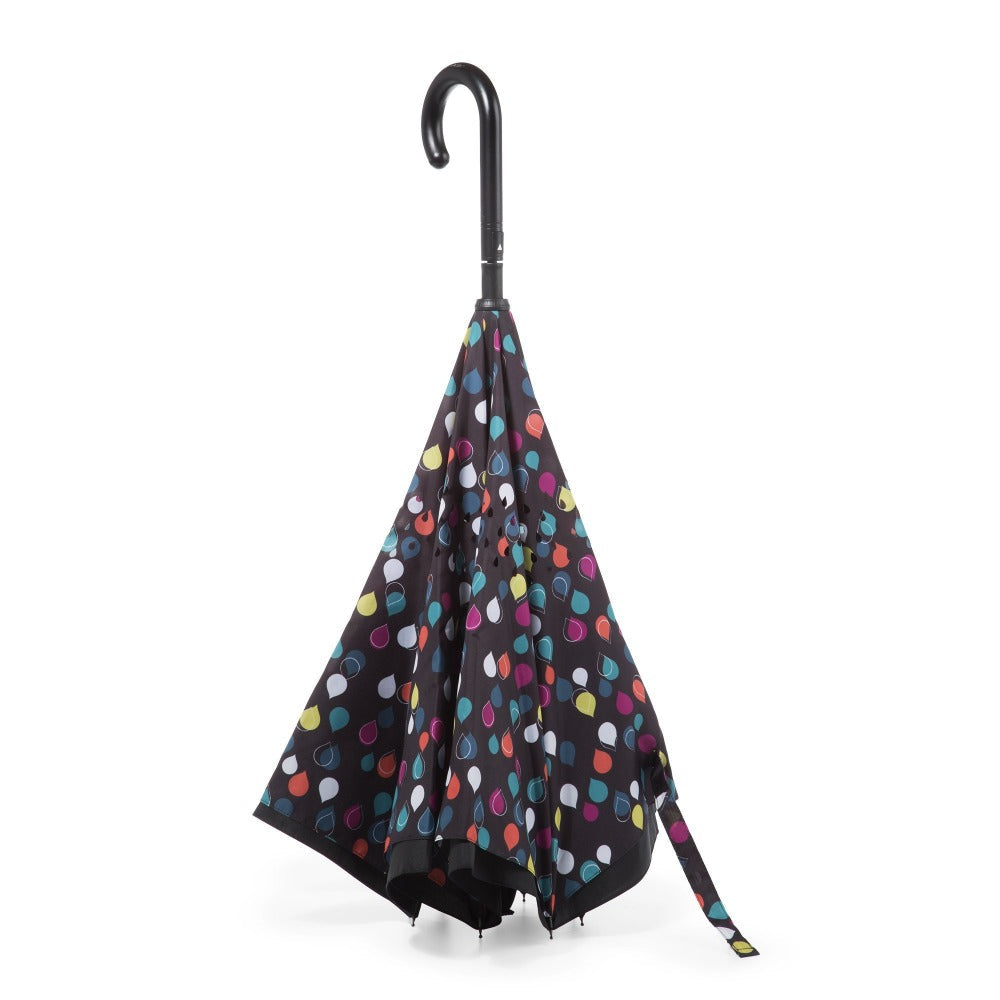 Stick Reverse-Close Umbrella with Under-Canopy Print