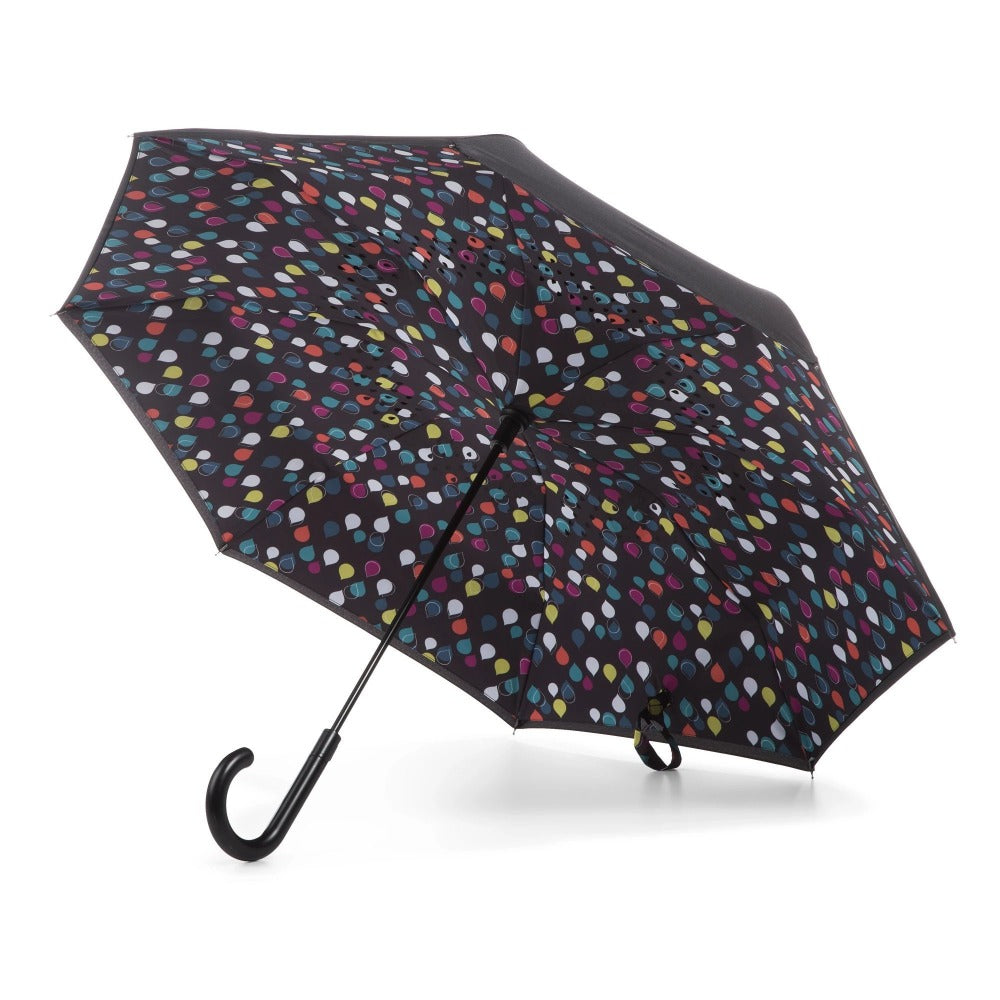 Stick Reverse-Close Umbrella with Under-Canopy Print