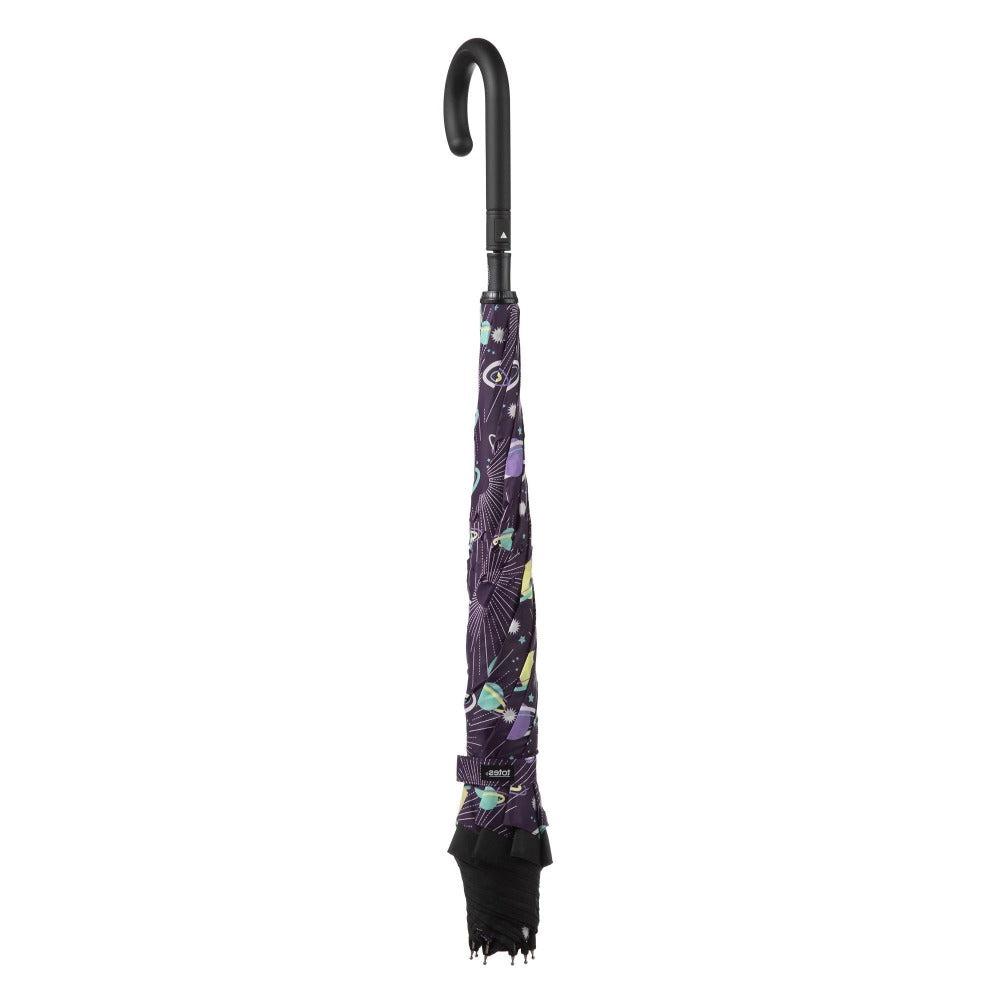 Stick Reverse-Close Umbrella with Under-Canopy Print