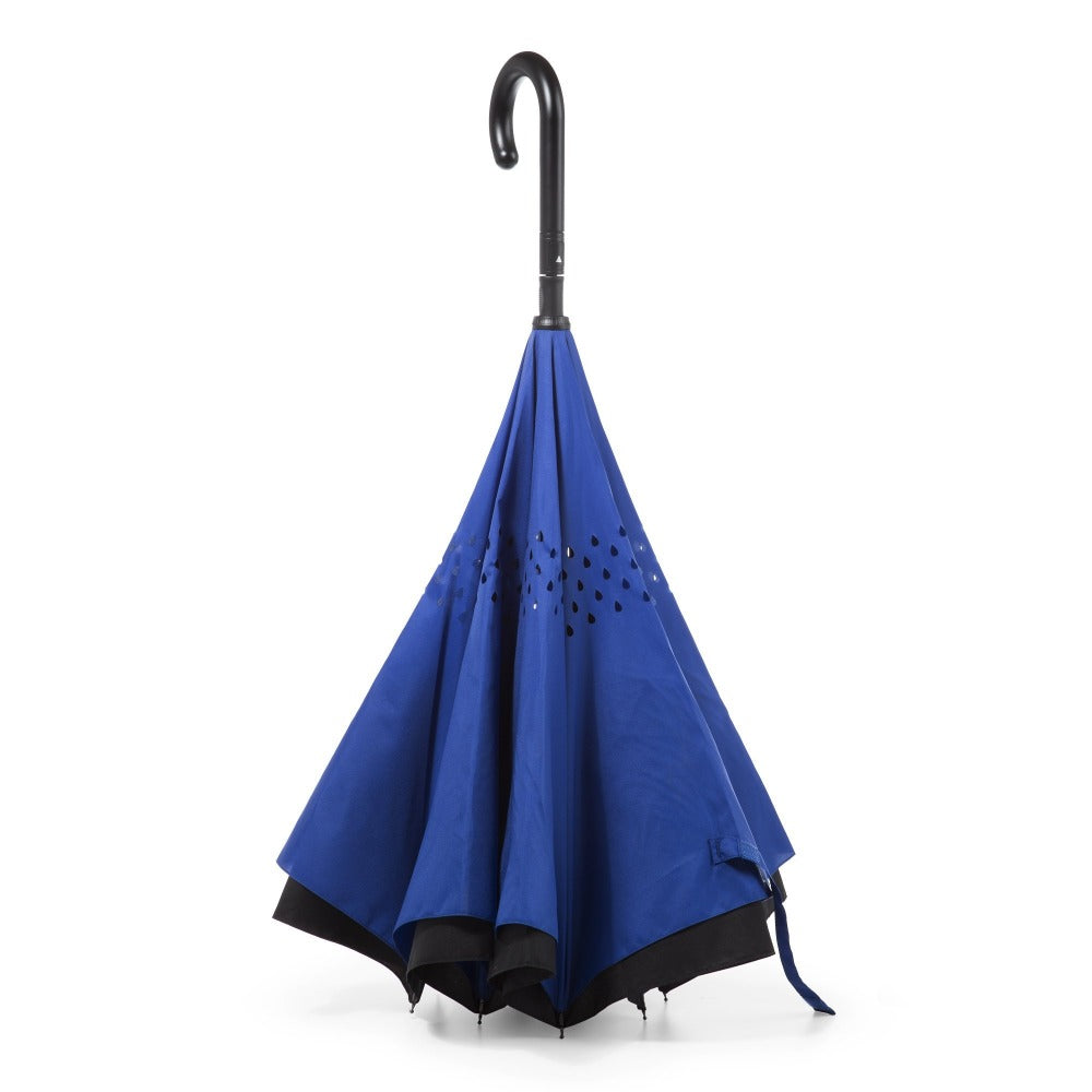 Stick Reverse-Close Umbrella with Under-Canopy Print