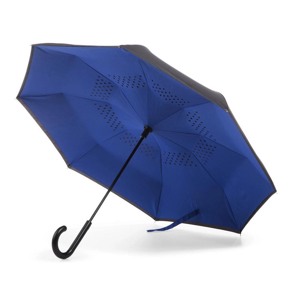 Stick Reverse-Close Umbrella with Under-Canopy Print
