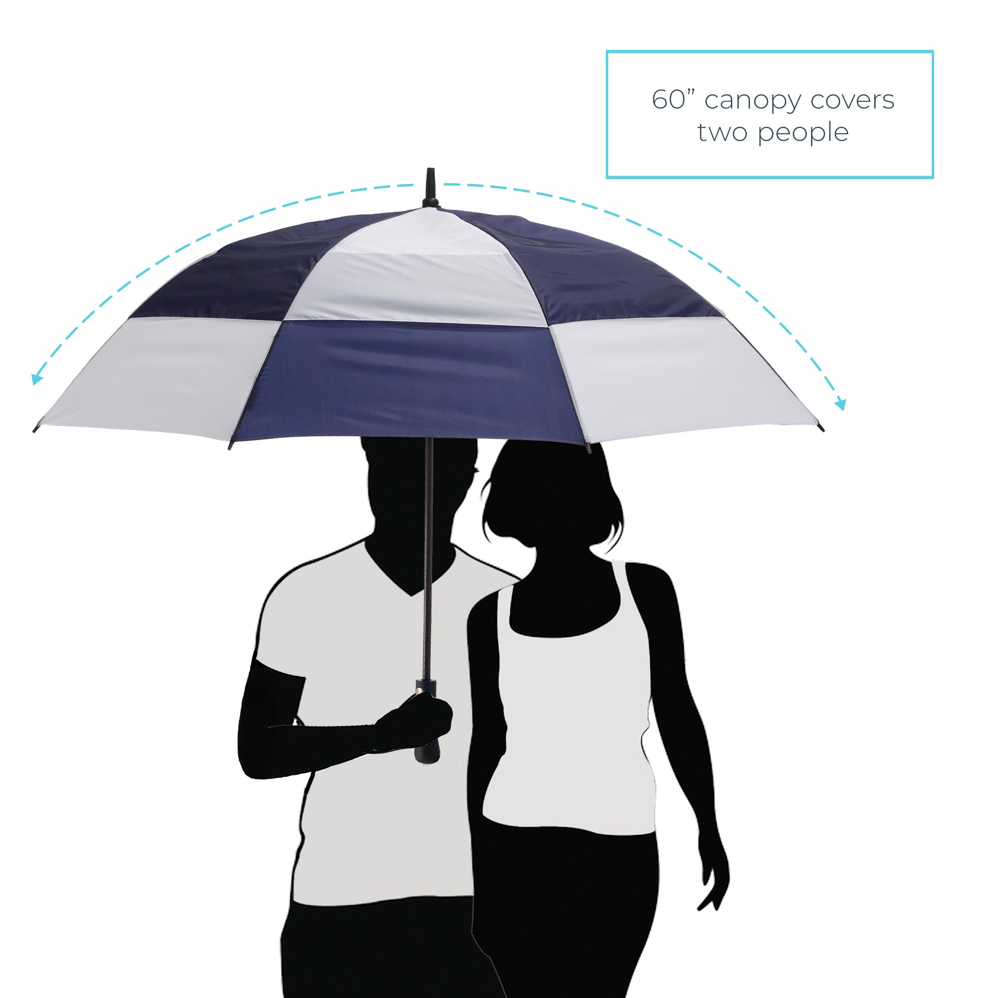 Vented Golf Stick Umbrella with Wind & Sun Protection