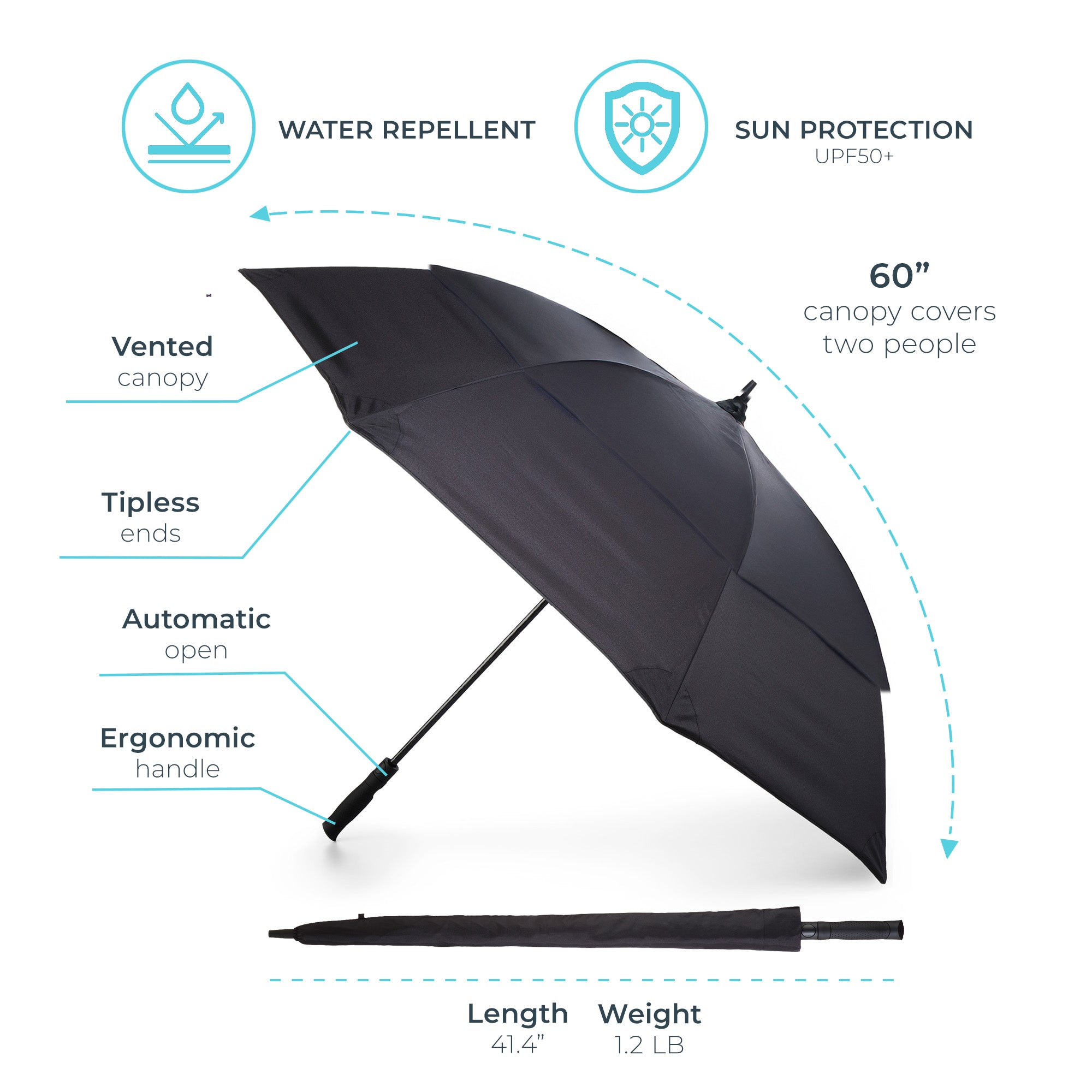 Premium Golf Size Spectator Umbrella with Tipless Ends
