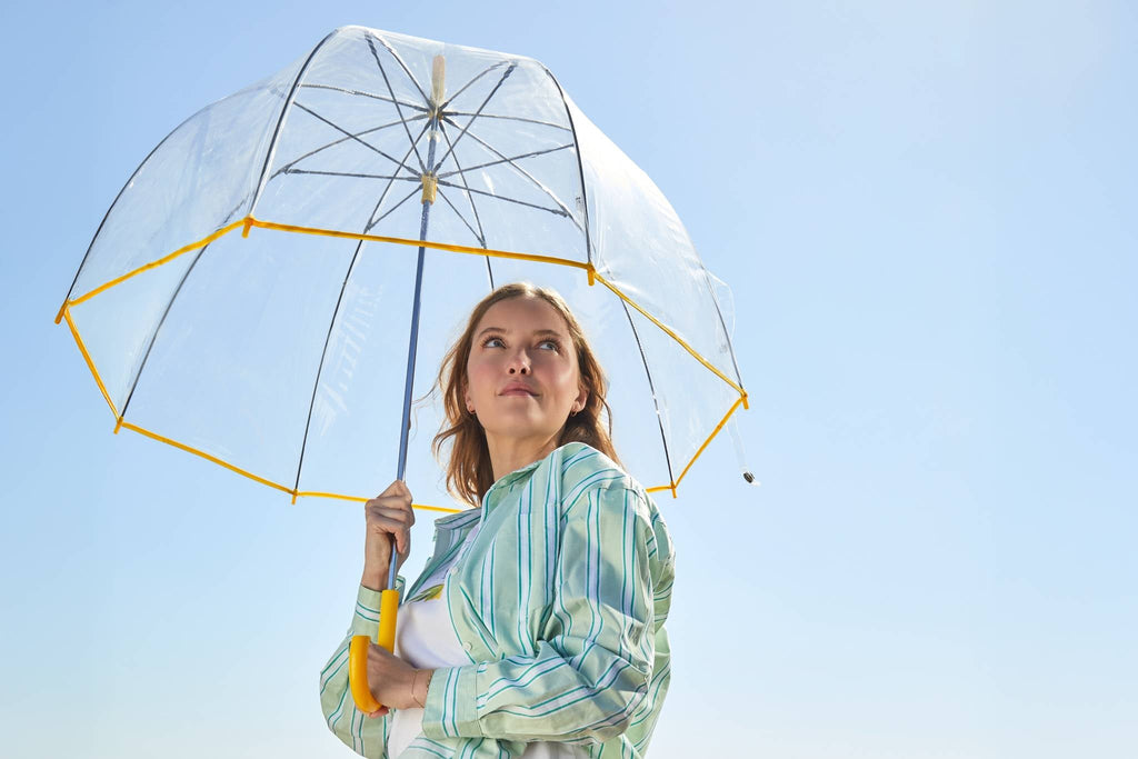 Clear Bubble Umbrella with Colorful Accents